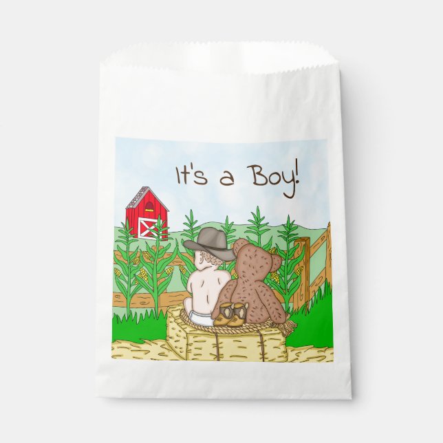 It's a Boy | Baby Shower | Lil Cowboy Teddy Bear   Favour Bag (Front)