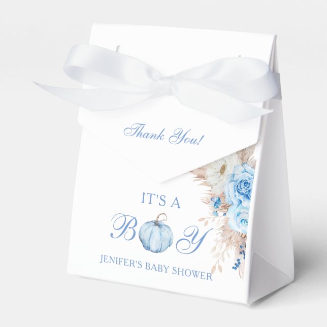 It's a Boy Baby Shower Pumpkin Favor Box (Front Side)