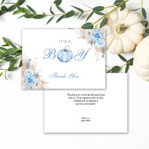 It's a Boy Baby Shower Pumpkin Thank You Card