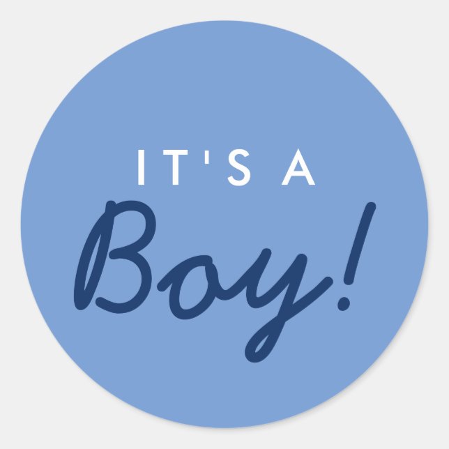 It's A Boy Baby Shower Sticker - Navy Blue White (Front)