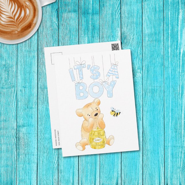 It's A Boy Baby Shower Teddy Bear Postcard (Creator Uploaded)