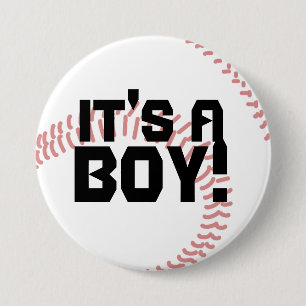 It's a Boy Baseball Birth Announcement 3 Inch Round Button