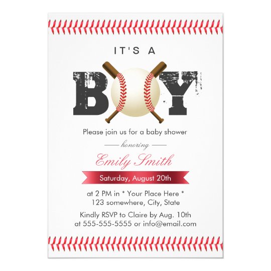 It's a Boy Baseball Stitching Sports Baby Shower Card
