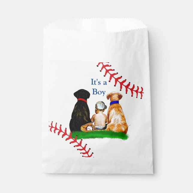 It's a Boy, | Baseball Themed Baby Shower Favour Bag (Front)