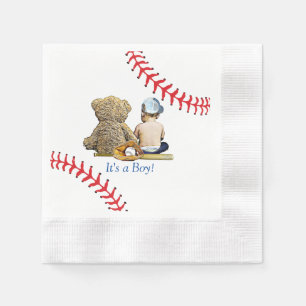 It's a Boy Baseball Themed Boy's Baby Shower Napkin