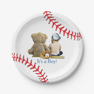 It's a Boy, Baseball Themed Boy's Baby Shower Paper Plate