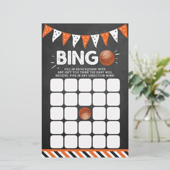 It's A Boy! Basketball Themed Baby Shower Bingo (Standing Front)