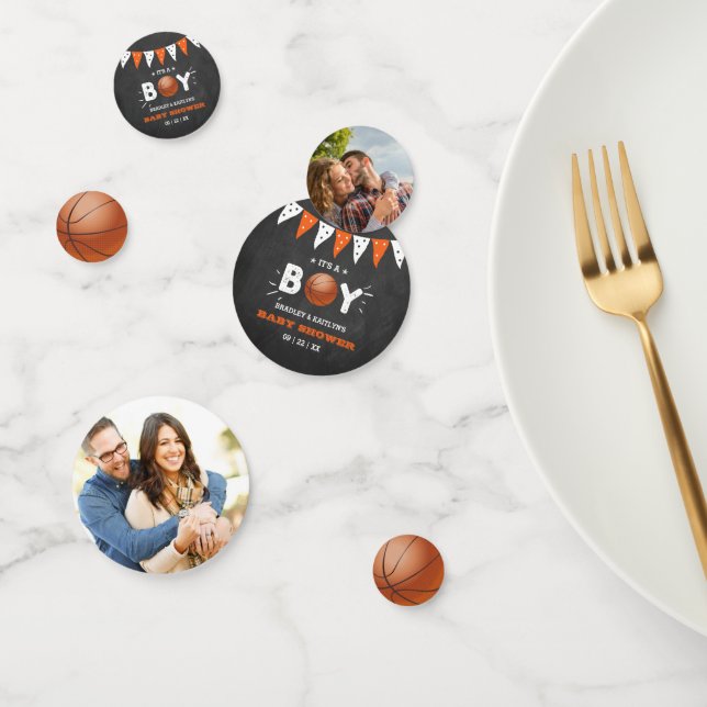 It's A Boy! Basketball Themed Baby Shower Photo Confetti (Group)