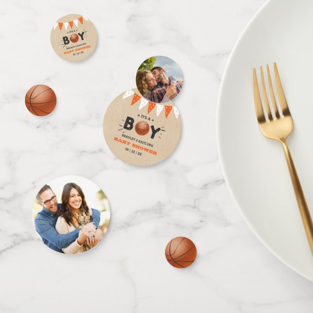 It's A Boy! Basketball Themed Baby Shower Photo Confetti (Group)