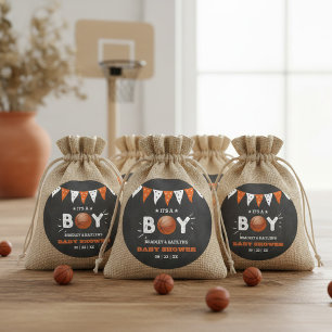 It's A Boy! Basketball Themed Co-ed Baby Shower Classic Round Sticker