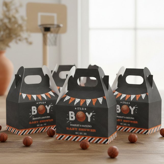 It's A Boy! Basketball Themed Co-ed Baby Shower Favor Box (Creator Uploaded)