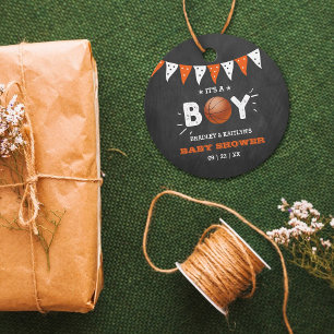 It's A Boy! Basketball Themed Co-ed Baby Shower Favour Tags