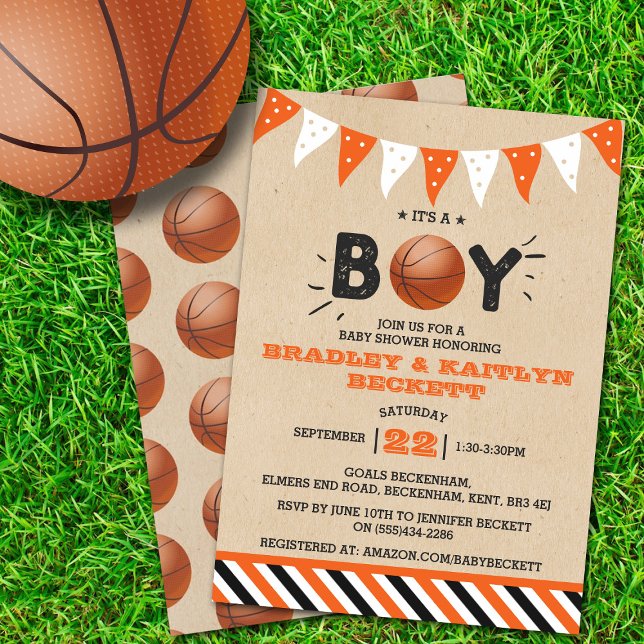 It's A Boy! Basketball Themed Co-ed Baby Shower Invitation (Creator Uploaded)