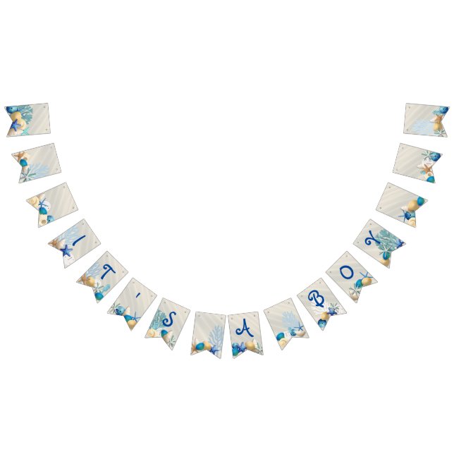 It's a Boy, Beach Themed Boy's Baby Shower Bunting Flags (All)