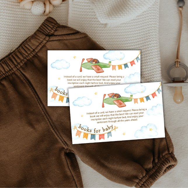 It's A Boy Bear Airplane Books For Baby Shower  Enclosure Card (It's A Boy Bear Airplane Books For Baby Shower Enclosure Card)