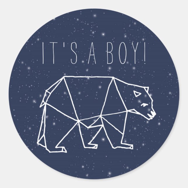 It's a Boy - Bear Constellations Classic Round Sticker (Front)