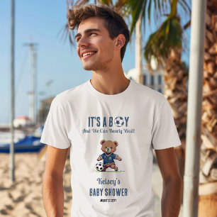 It's A Boy Bearly Wait Soccer Player Baby Shower T-Shirt