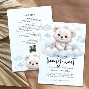 It's a boy bearly wait woodland baby bear shower invitation