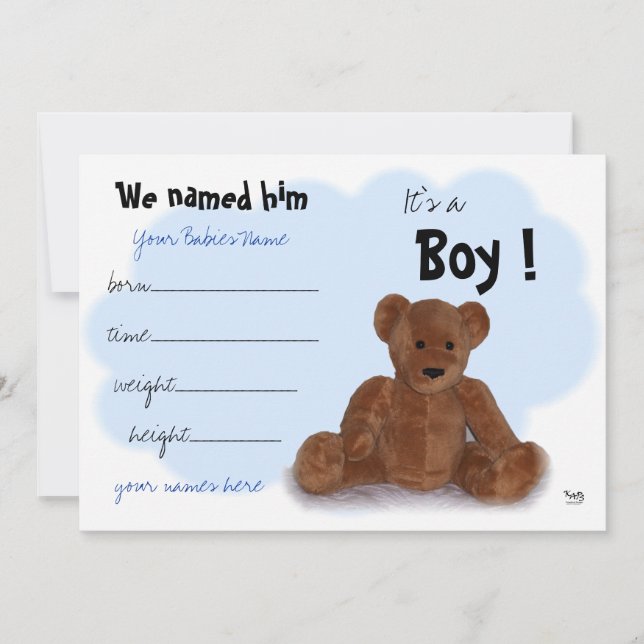 It's a Boy Birth Announcement (Front)