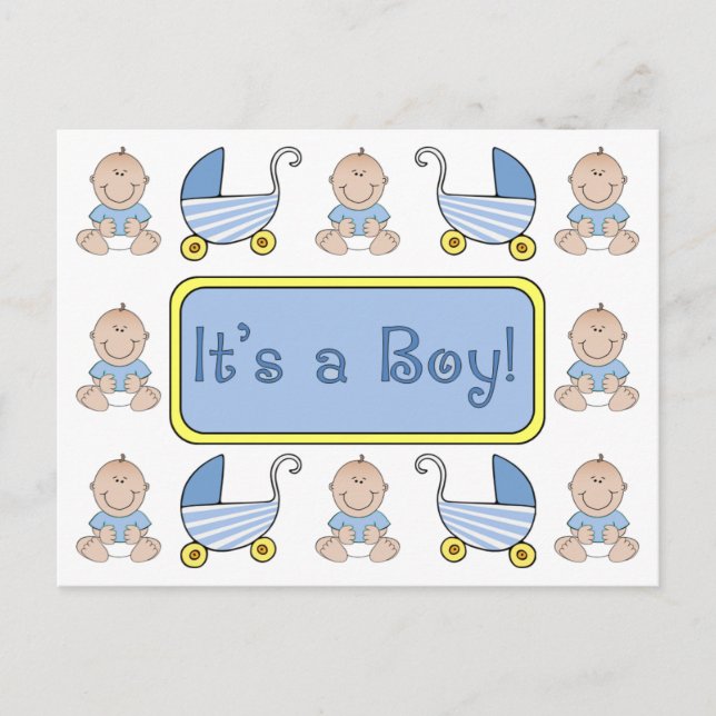 "It's a Boy!" Birth Announcement Postcard (Front)