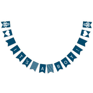 Its A Boy Blue and White Nautical Bunting Flags