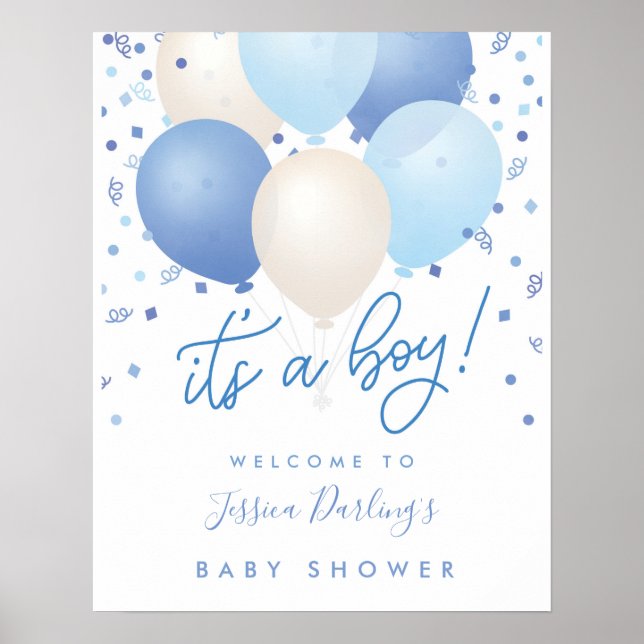 It's a Boy Blue Baby Shower Welcome Poster (Front)