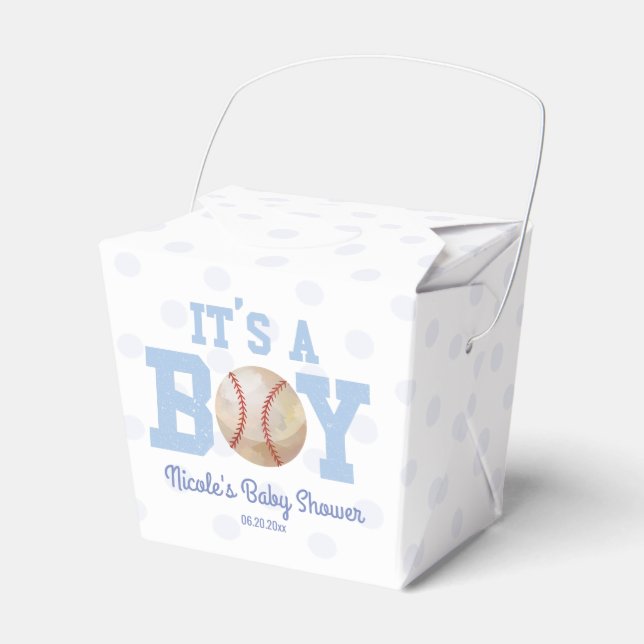 It's A Boy! Blue Baseball Baby Shower Favor Box (Front Side)