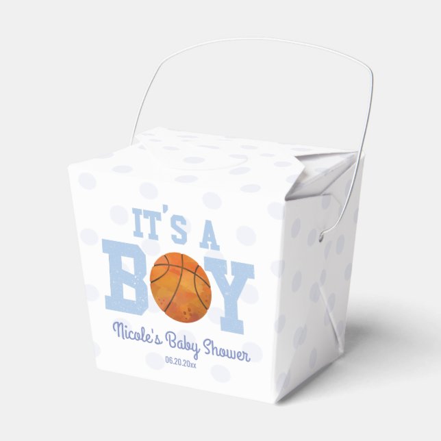 It's A Boy! Blue Basketball Baby Shower Favor Box (Front Side)