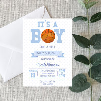 It's A Boy! Blue Basketball Baby Shower Invitation