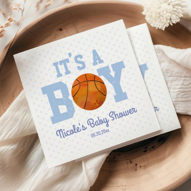 It's A Boy! Blue Basketball Baby Shower Napkin (Creator Uploaded)