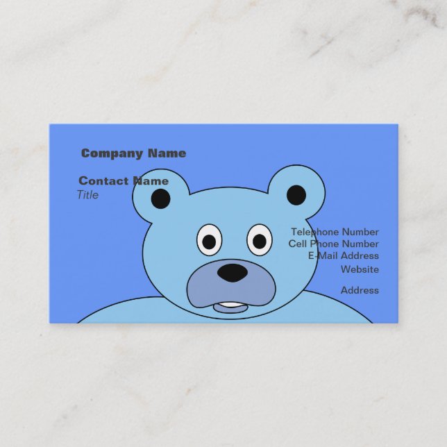 It's A Boy Blue Bear Business Card (Front)