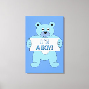 It's A Boy Blue Bear Canvas Print