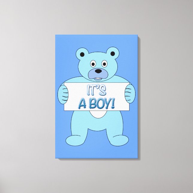It's A Boy Blue Bear Canvas Print (Front)