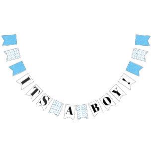 It's a Boy! Blue Black Baby Shower Bunting Flags