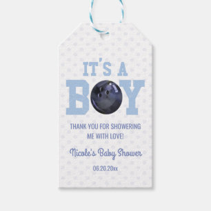 It's A Boy! Blue Bowling Ball Baby Shower Gift Tags