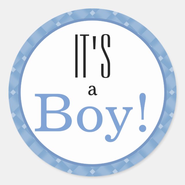 It's a Boy! Blue Classic Round Sticker (Front)