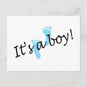 It's A Boy (Blue Feet) Announcement Postcard