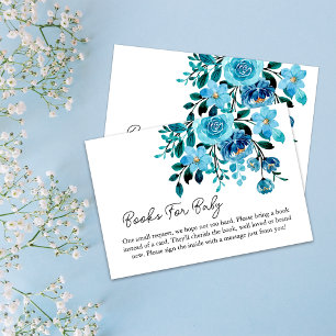 It's a Boy Blue Floral Watercolor Books For Baby  Enclosure Card