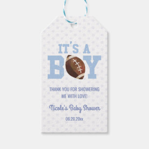It's A Boy! Blue Football Baby Shower Gift Tags