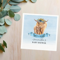 It's a Boy Blue Highland Cow Calf Baby Shower