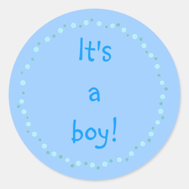 It's a boy! Blue polka dots circle Stickers (Front)