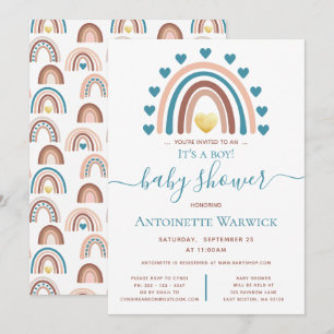 It's a Boy Blue Rainbow Baby Shower Invitation