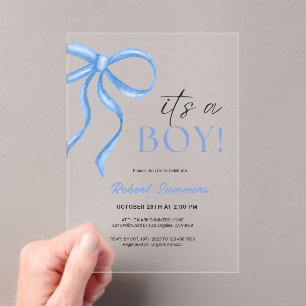 It's a Boy Blue Ribbon  Acrylic Invitations