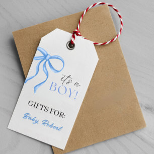 It's a Boy Blue ribbon Gift Tags