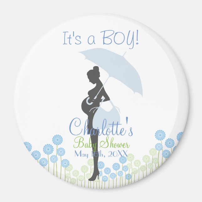 It's a BOY! Blue Silhouette Baby Shower Magnet (Front)