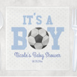 It's A Boy! Blue Soccer Ball Baby Shower Napkin<br><div class="desc">These are soccer ball themed paper napkins with a blue polka dot design. It's a boy! The design is simple and minimal.</div>