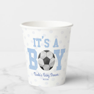 It's A Boy! Blue Soccer Ball Baby Shower Paper Cups