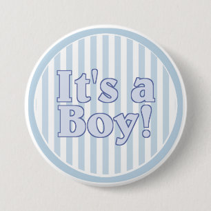 It's a Boy Blue Stripe Announcement 3 Inch Round Button