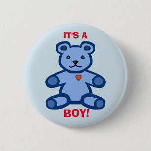 "It's a boy" blue teddy bear 2 Inch Round Button