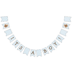 It's a Boy Blue Teddy Bear Baby Shower Bunting Flags